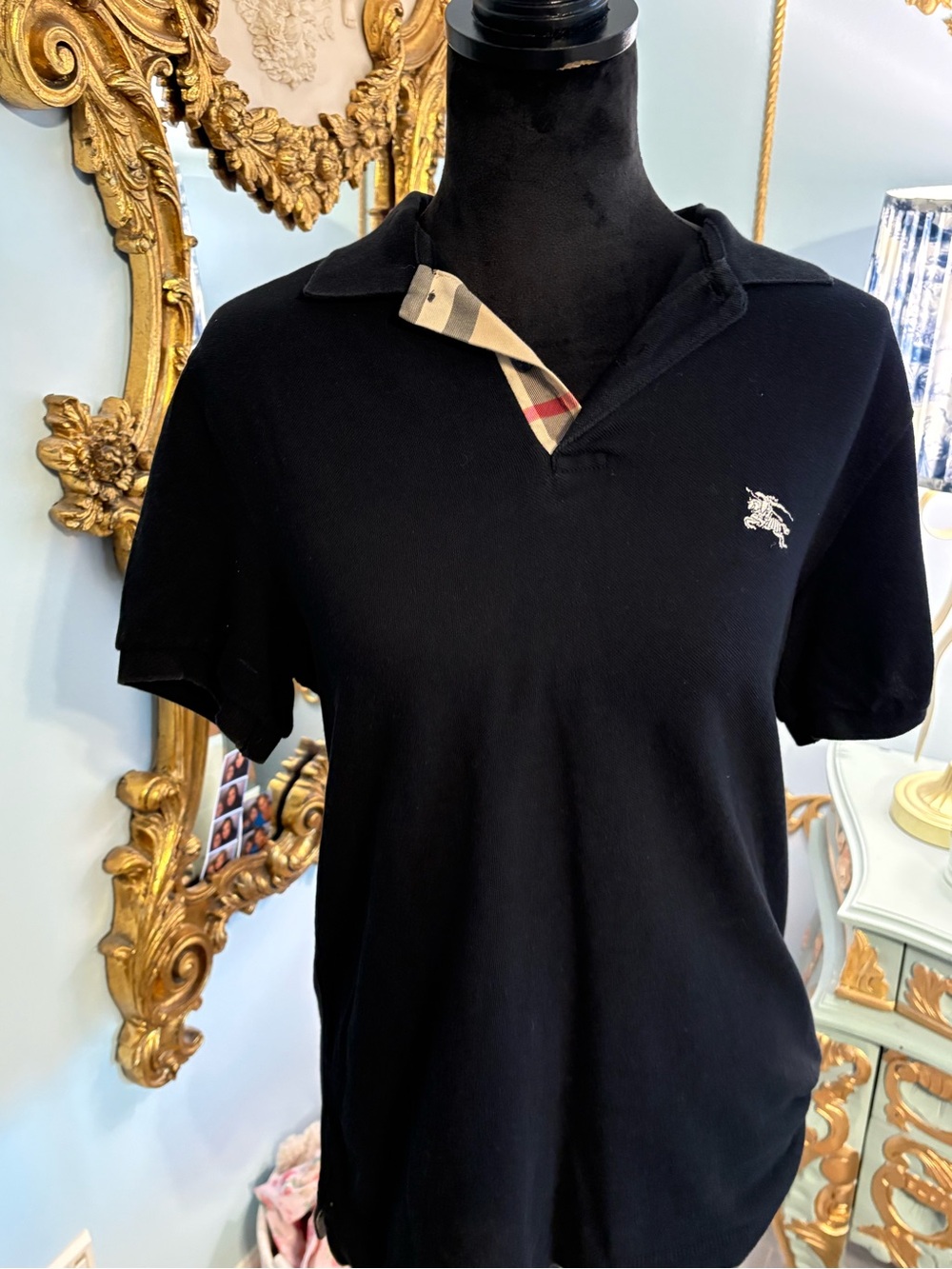 Burberry Black Polo with Signature Check Collar